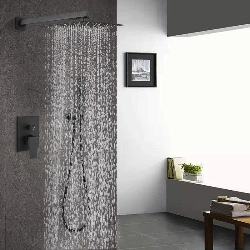 12" Rain Shower Head Systems Wall Mounted Shower , Matte Black