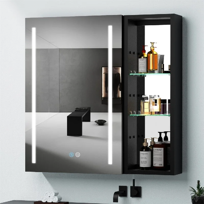 30'' Bathroom Medicine Cabinet Surface Mounted Cabinets Lighted Mirror