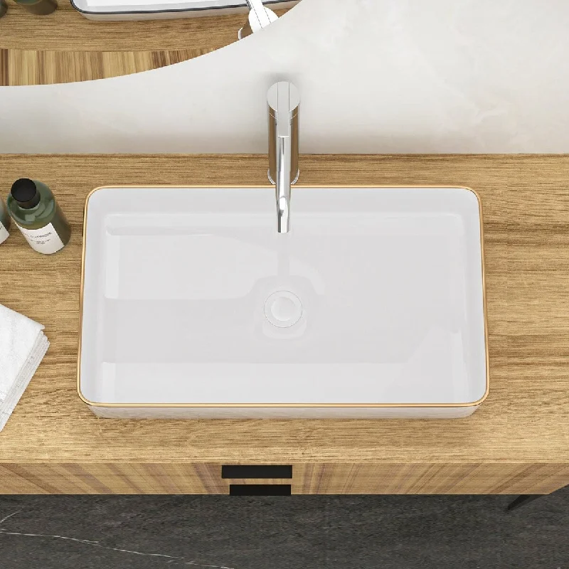 4.5 in. Ceramic Rectangular Vessel Bathroom Sink in White - 24'' x 14''