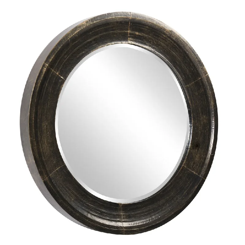 Allan Andrews Montego Copper Metal/ Wood Round Wall Mirror