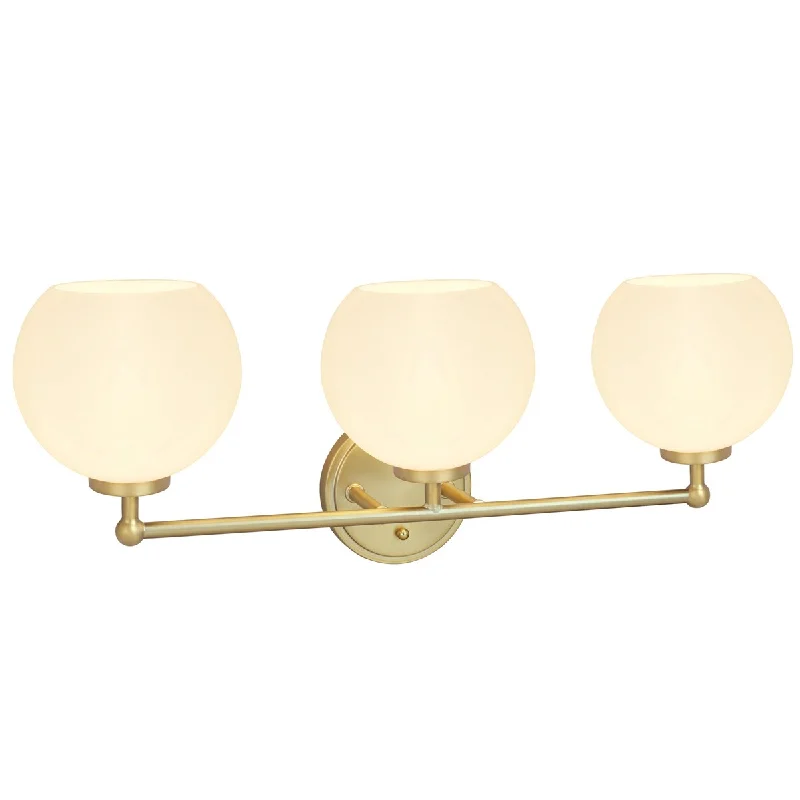 Aspen Creative Three-Light Metal Bathroom Vanity Wall Light Fixture, 23" Wide, Transitional Design in Gold