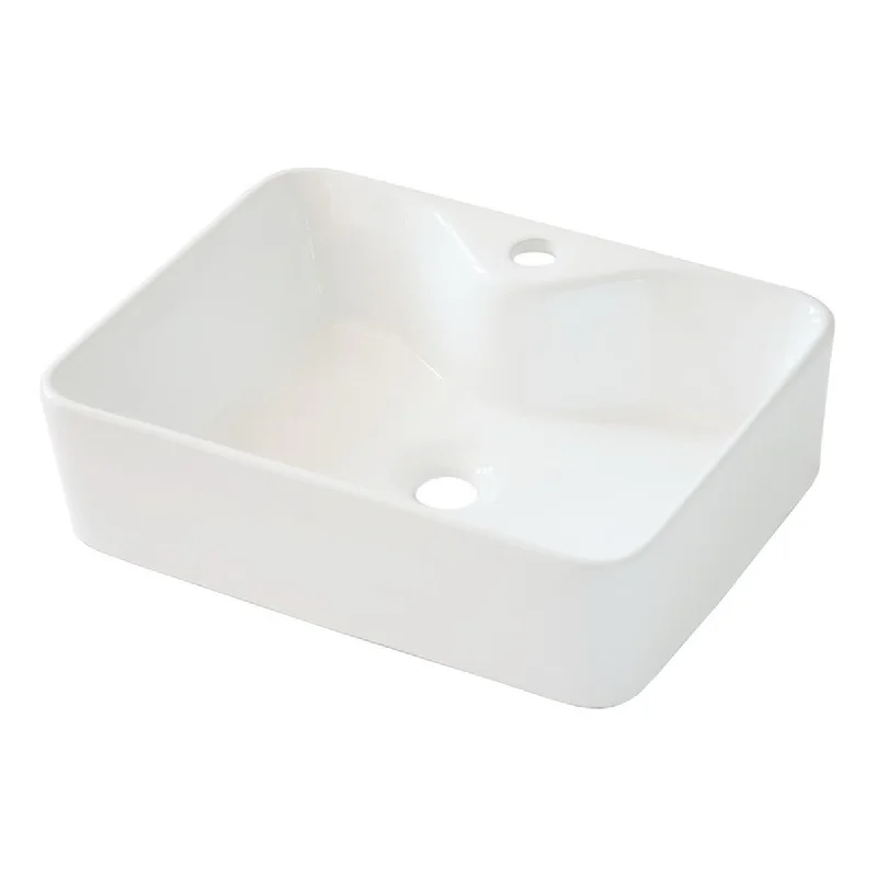 Aurora Decor Single Bowl Rectangle Vessel Bathroom Sink in White - 19 in. Width