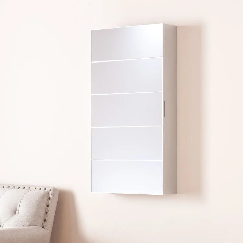 Bainbridge Wall Mount Jewelry Mirror - Silver