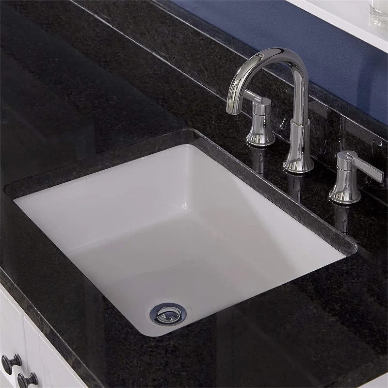 Bathroom Sink Ceramic Rectangular Undermount with Overflow White