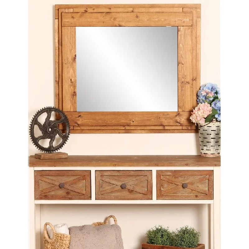 BrandtWorks Rustic Wooden Tier 32 x 36 - Inch Wall Mirror