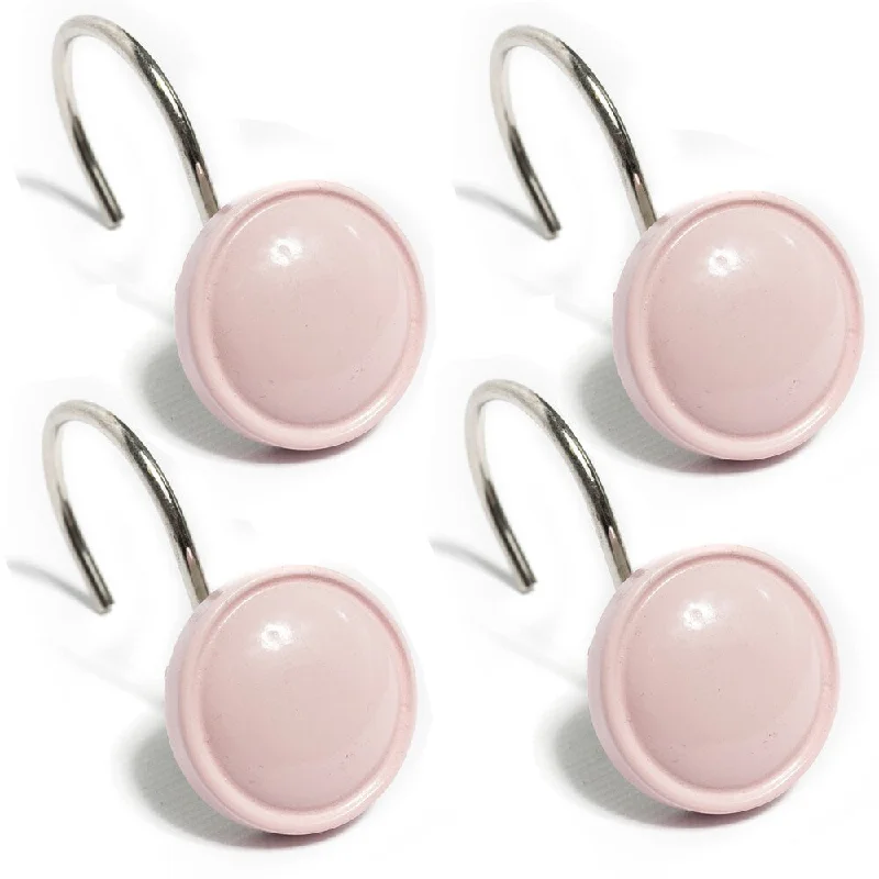 Classic Round Pink Hand Crafted Shower Curtain Hooks (Set of 12)