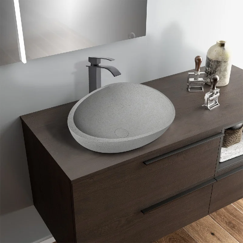 Concrete Vessel Bathroom Sink and Faucet Combo