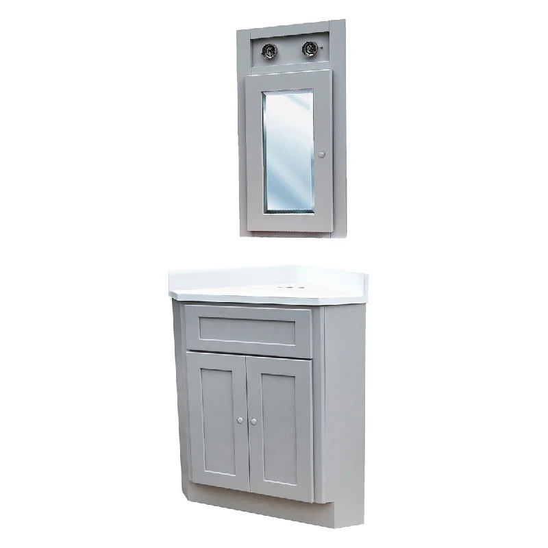 Corner Vanity Shaker Grey 3 PC