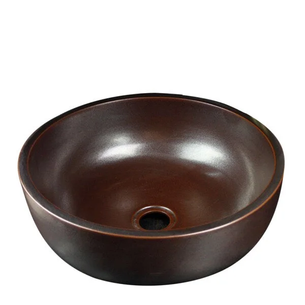 Dawn Ceramic Hand-painted Vessel Sink Round Shape Brown