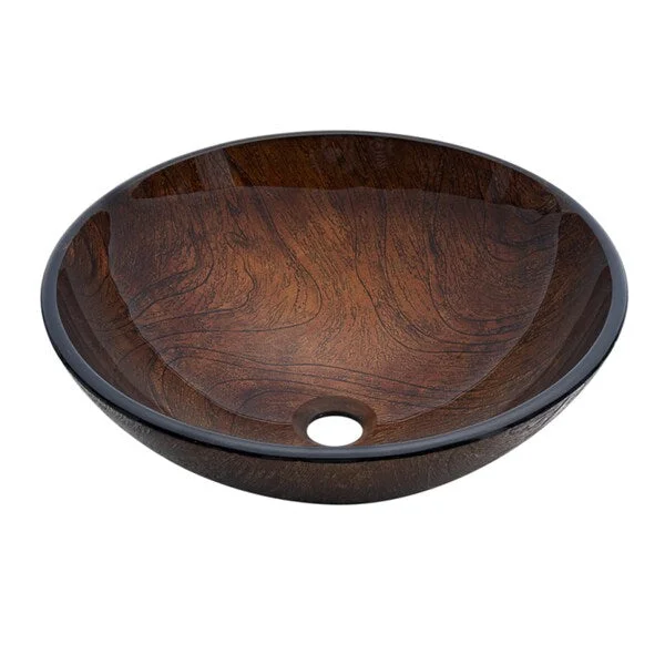 Dawn Tempered Glass Hand-painted Brown Glass Vessel Sink Round Shape Brown