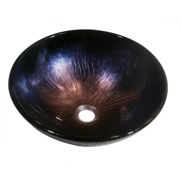 Dawn Tempered Glass Hand-painted Glass Vessel Sink Round Shape Dark Violet