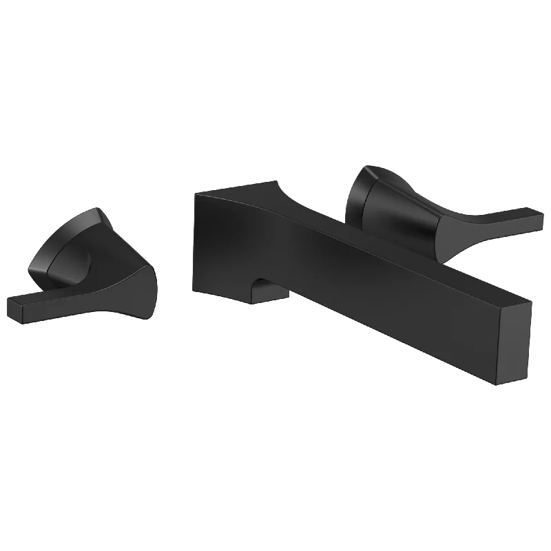 Delta Zura Matte Black Finish Two Handle Wall Mount Bathroom Sink Faucet Trim Kit (Requires Valve) DT3574LFBLWL