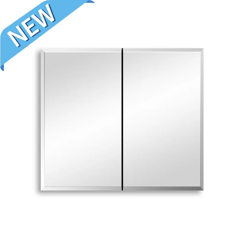 EPOWP 30X26 inch Double door mirror medicine cabinet Surface - Silver