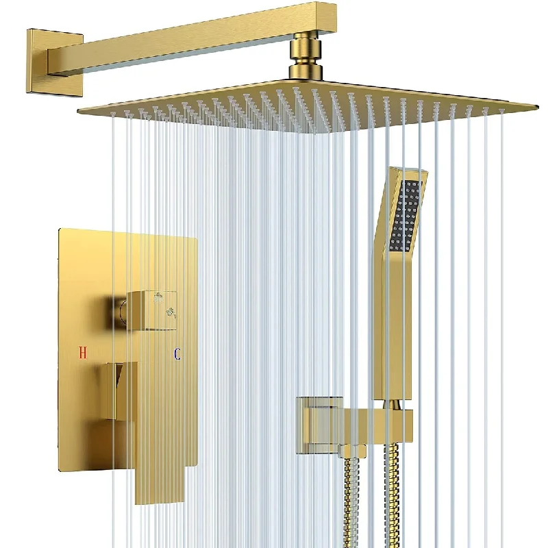 EPOWP Brushed gold 10 inch bathroom Deluxe shower mixer shower set