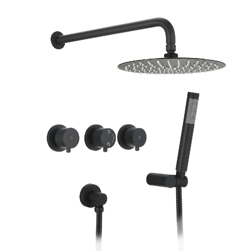 EPOWP Contemporary matte black wall mounted bathroom shower set