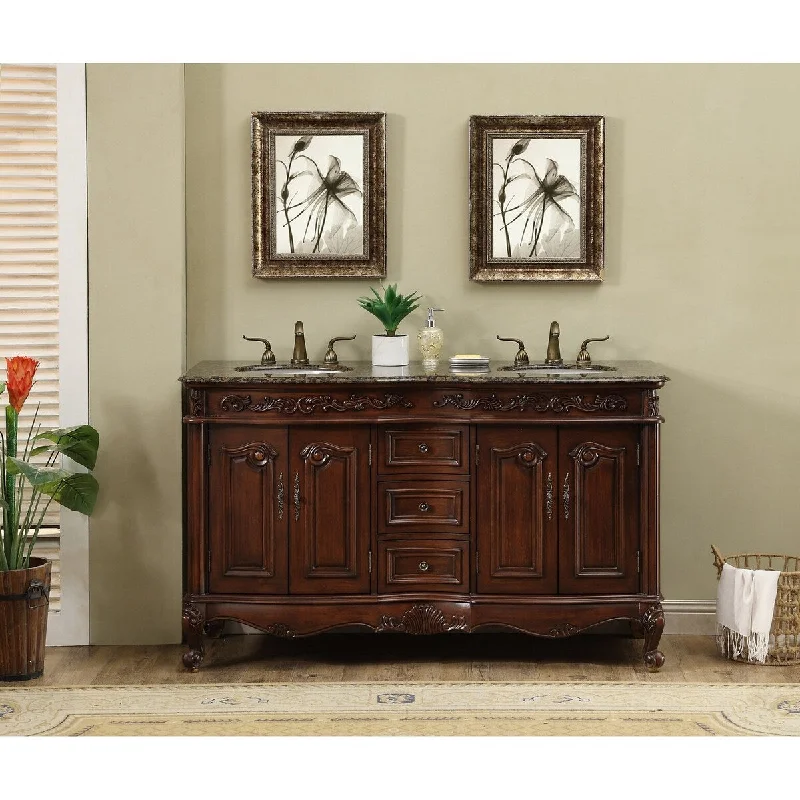 Gilliam 60'' Free Standing Double Bathroom Vanity with Granite Top