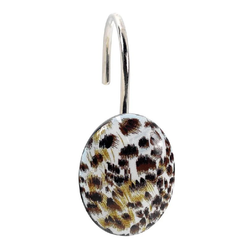 Handcrafted Cheetah Print Shower Curtain Hooks (Set of 12)