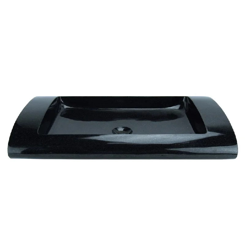 Italia Black Granite Shallow Rectangular Vessel Sink