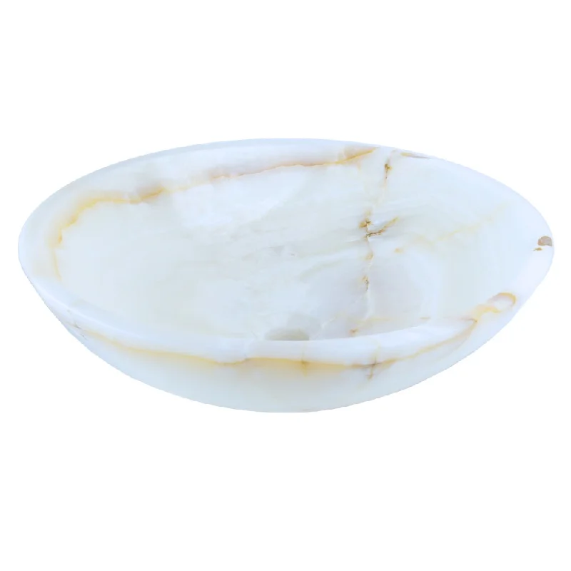 Italia White Onyx Round Vessel Sink