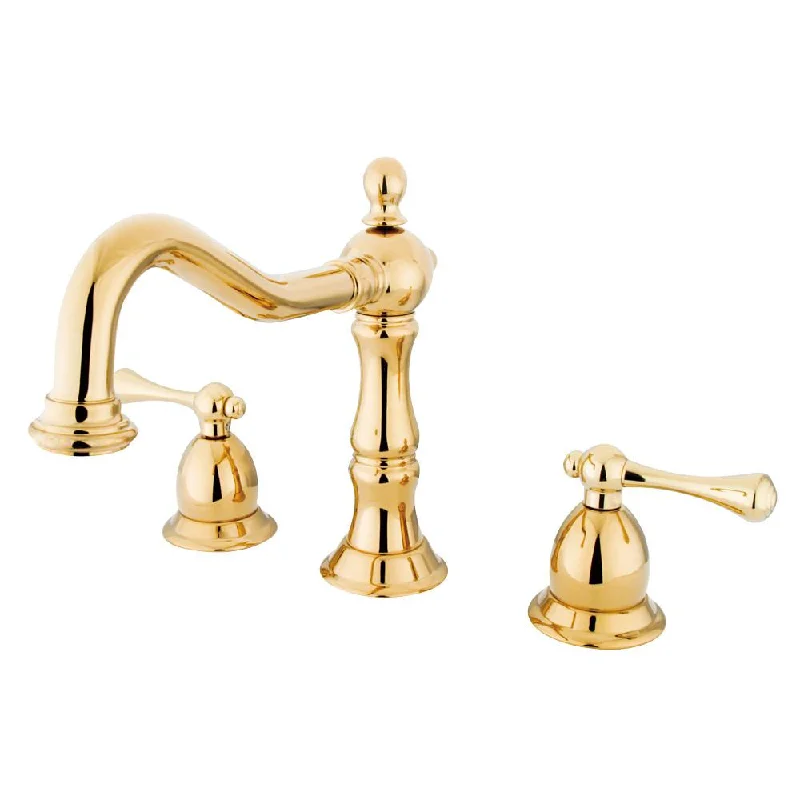 Kingston Polished Brass 2 Handle Widespread Bathroom Faucet w Pop-up KS1972BL