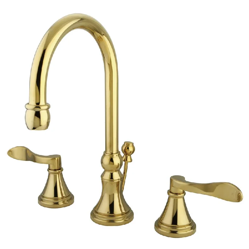 Kingston Polished Brass NuFrench widespread Bathroom faucet w/ pop up KS2982DFL