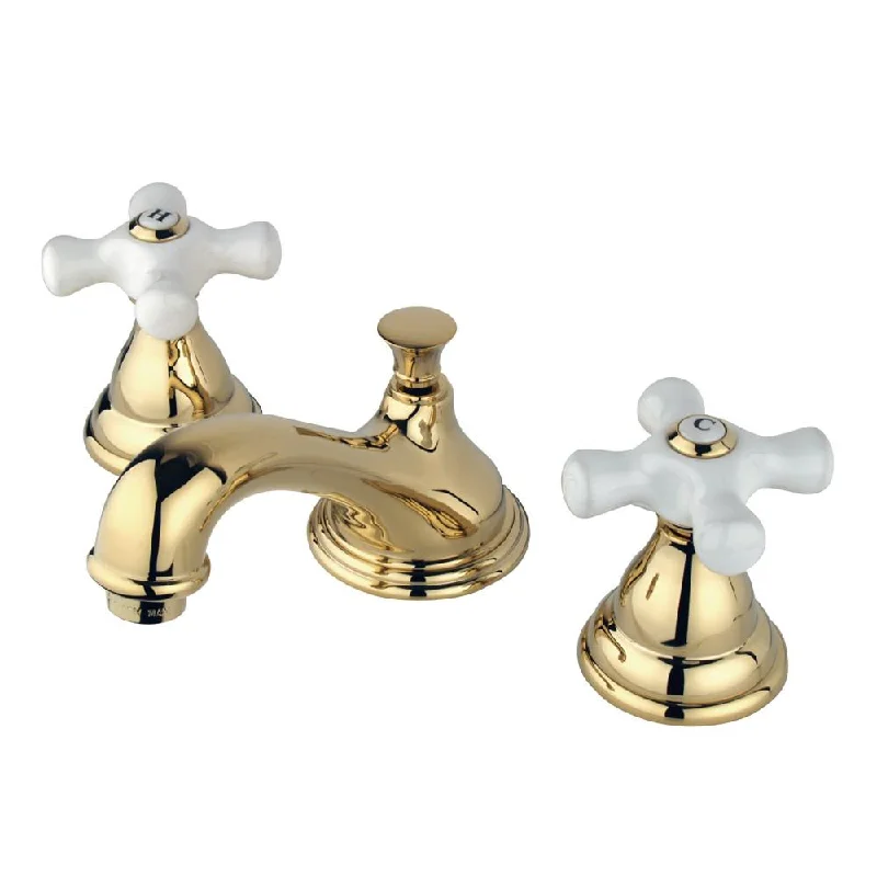 Kingston Polished Brass Royale 2 Hdl Widespread Bathroom Faucet w drain KS5562PX