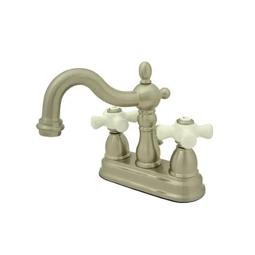 Kingston Satin Nickel 2 Handle 4" Centerset Bathroom Faucet w Pop-up KS1608PX