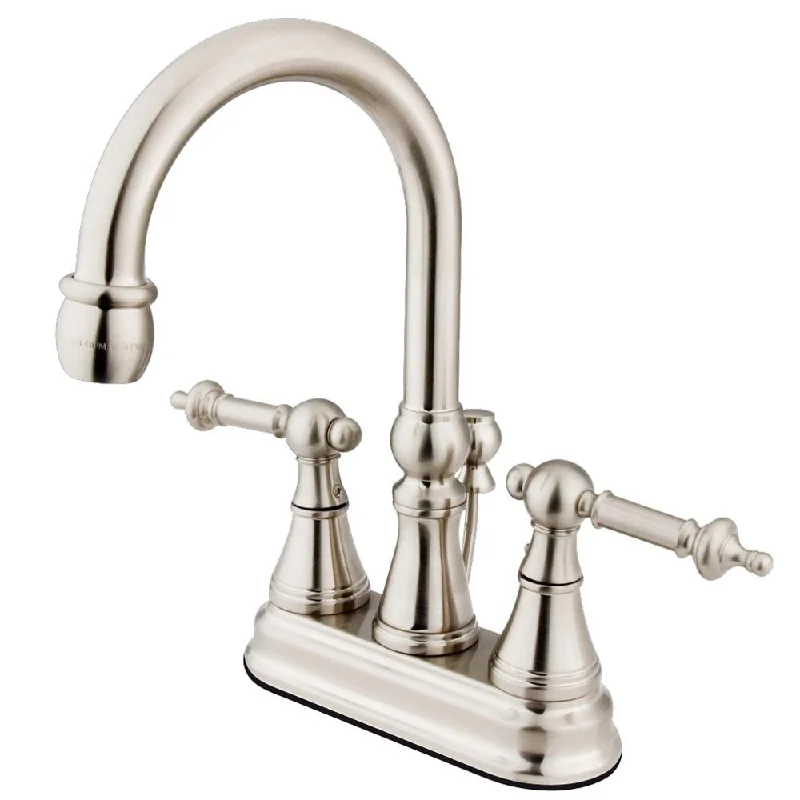 Kingston Satin Nickel 2 Handle 4" Centerset Bathroom Faucet w Pop-up KS2618TL