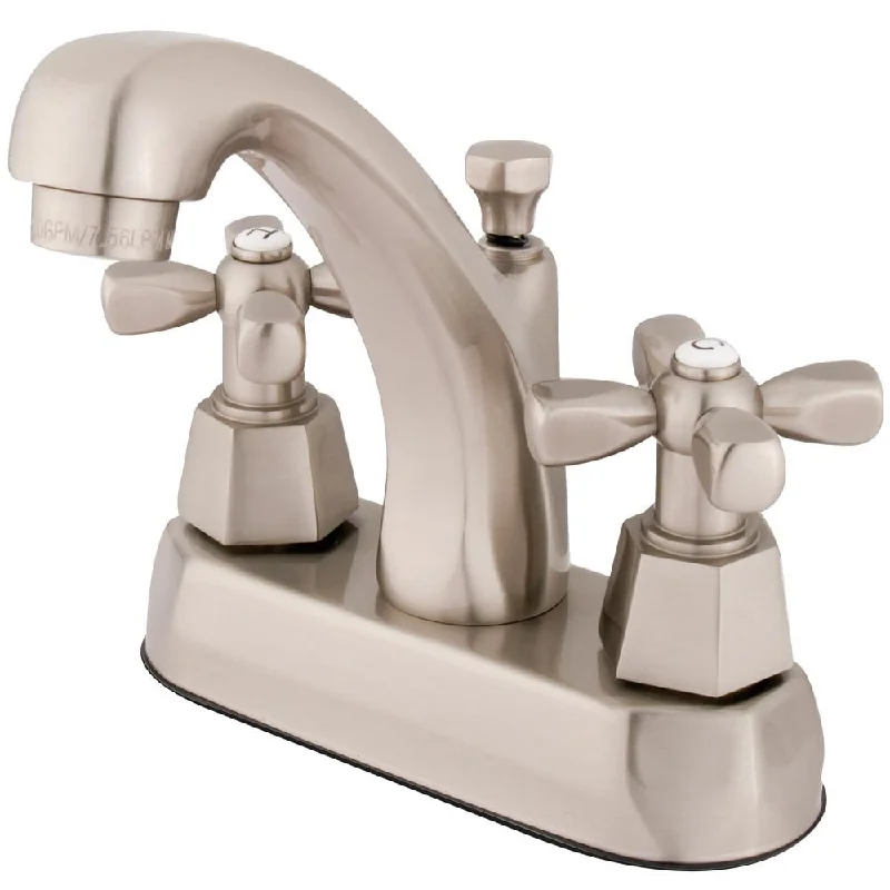 Kingston Satin Nickel 2 Handle 4" Centerset Bathroom Faucet w Pop-up KS4618HX