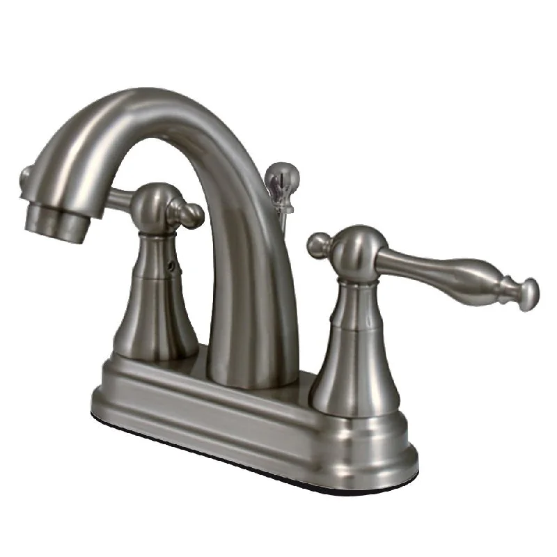 Kingston Satin Nickel 2 Handle 4" Centerset Bathroom Faucet w Pop-up KS7618NL