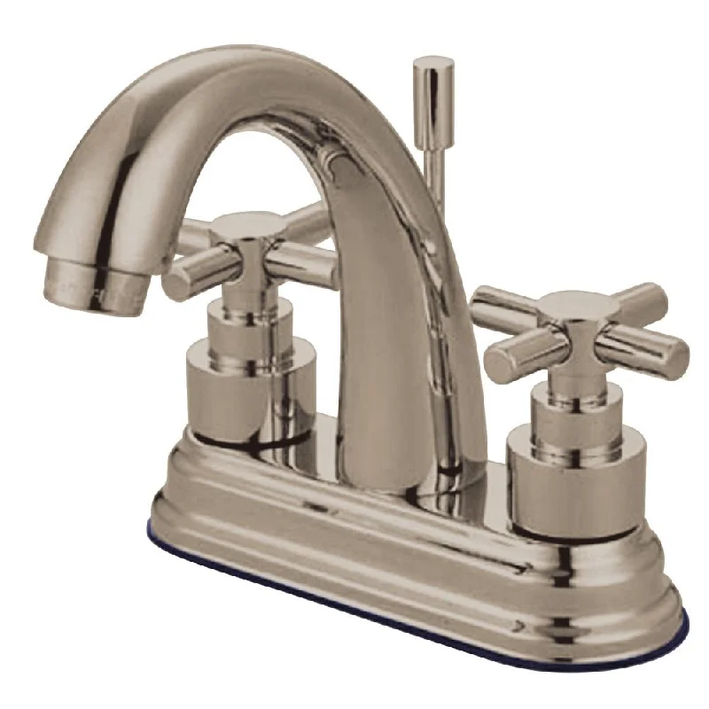 Kingston Satin Nickel 2 Handle 4" Centerset Bathroom Faucet w Pop-up KS8618EX