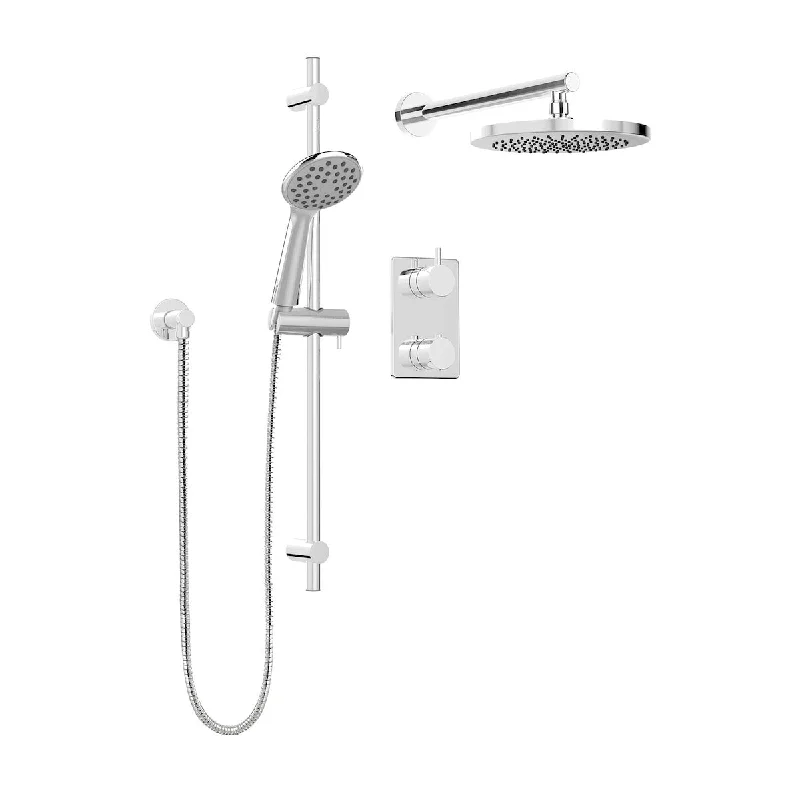 KIT-UNI140TSCP Rain Thermostatic Round Shower System, Polished Chrome