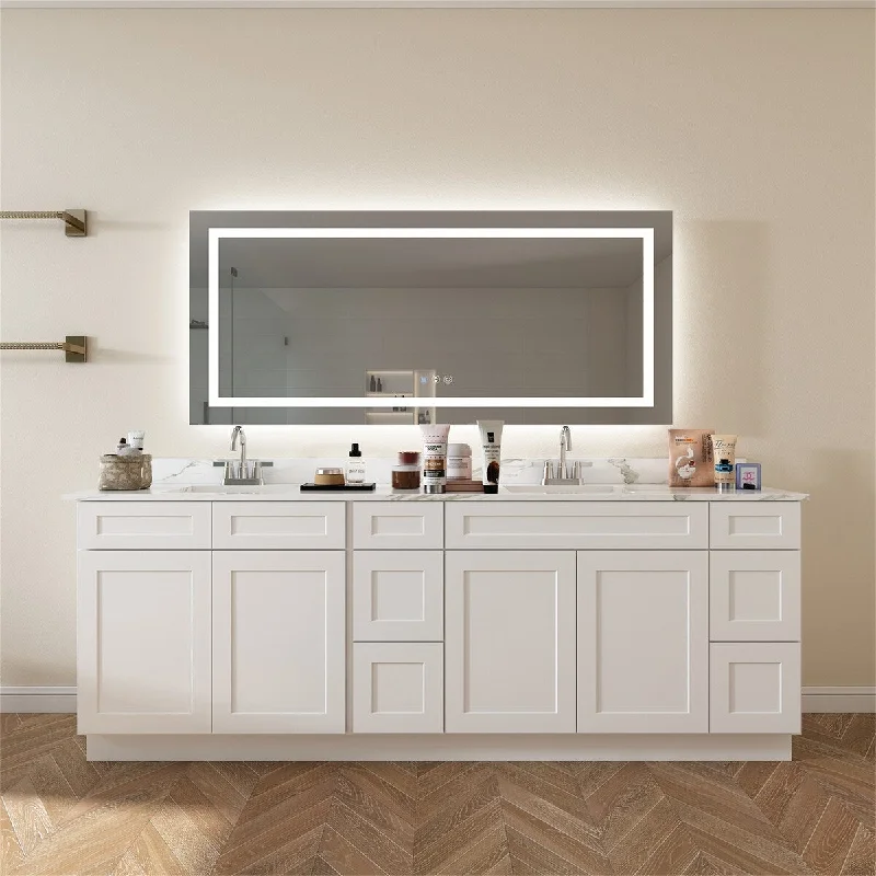 LED Large Rectangular Frameless Anti-Fog Bathroom Mirror