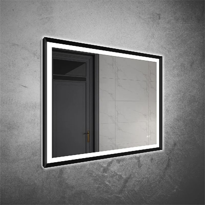 Matte Black LED Bathroom Mirror Backlit and Front Lighted Defogger