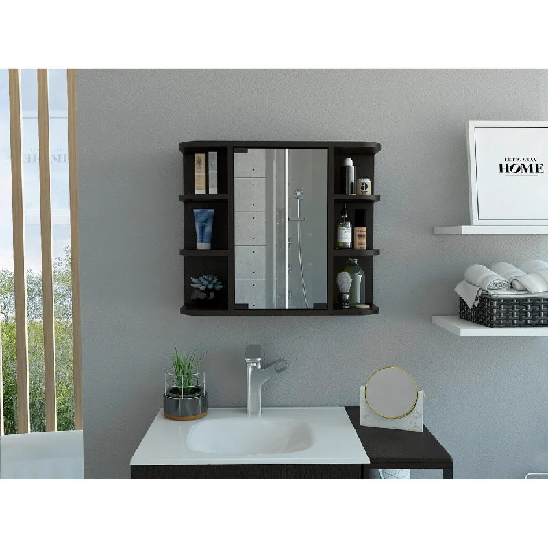 Milan Medicine Cabinet, Six External Shelves Mirror, Three Internal Shelves