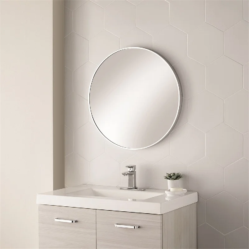 Mirror Aluminum Frame Wall-Mounted Round Mirror Makeup Mirror Silver