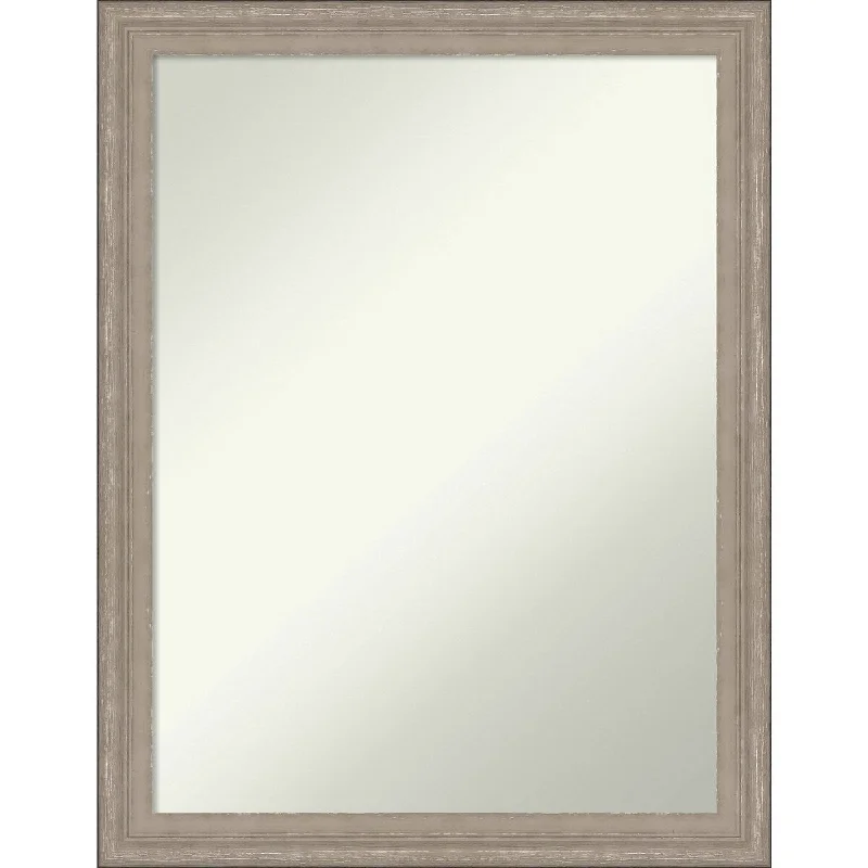 Non-Beveled Wood Bathroom Wall Mirror - Curve Greywash Frame