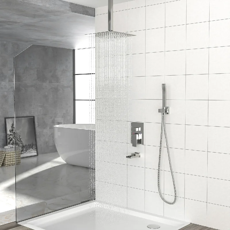 Rain Mixer Shower Combo Celling Mounted System Square Rain Shower Head