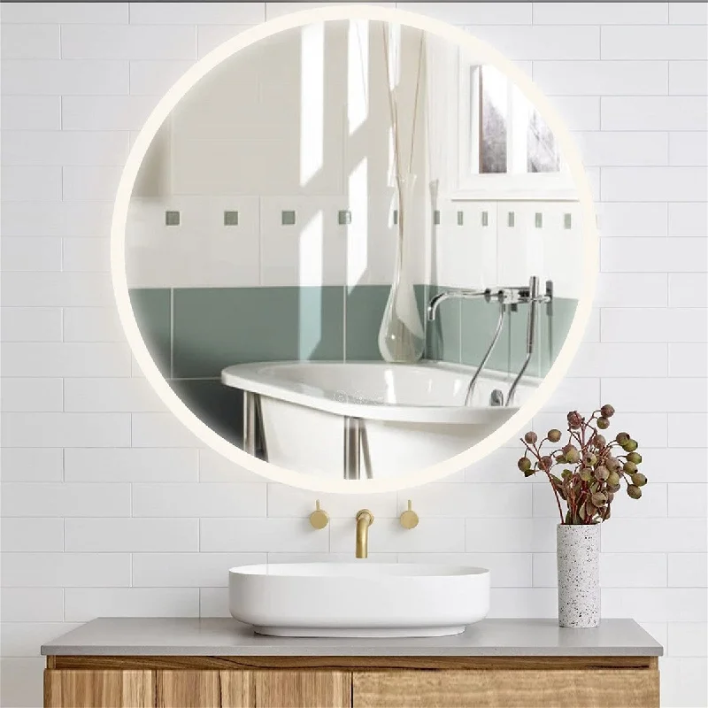 Round Mirror,26 Inch Acrylic LED,Anti Fog Switch Touch,Makeup Mirror