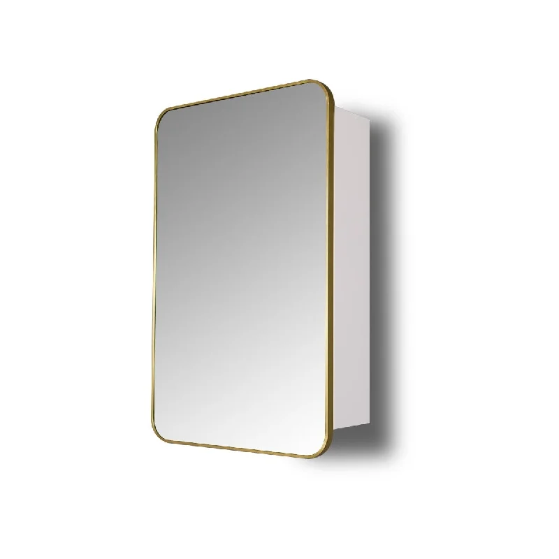 rushed Golden Aluminum Frame Wall Mount Mirror Medicine Cabinet