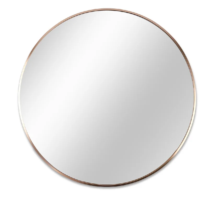 24 in. Round Wall Mounted Aluminum Framed Mirror Entryway Wall Decor