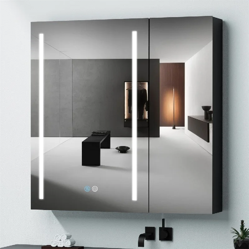 30'' Bathroom Medicine Cabinet Surface Mounted Cabinets Lighted Mirror