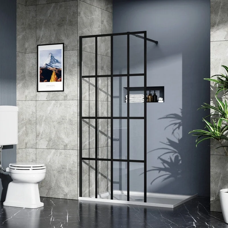 34" X 72" Shower Door Walk-in Black Finish