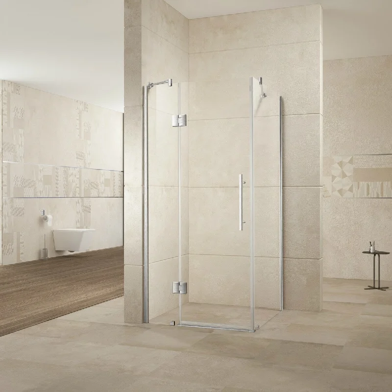 38"W x 38"D x 76"H Frameless Square Hinged Shower Enclosure