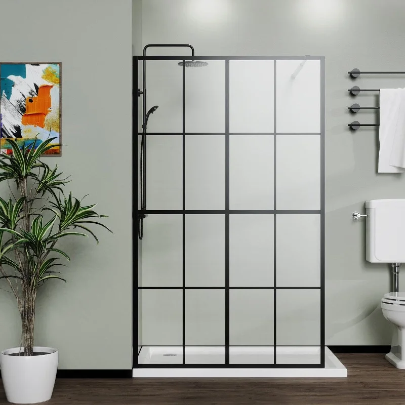 46" x 72" Framed Fixed Shower Screen in Black - 46" x 72"