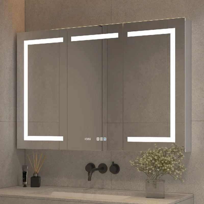 48*32 "LED Medicine Cabinet Anti-Fog Function Bathroom Mirror Cabinet, Three Color Temperature Modes