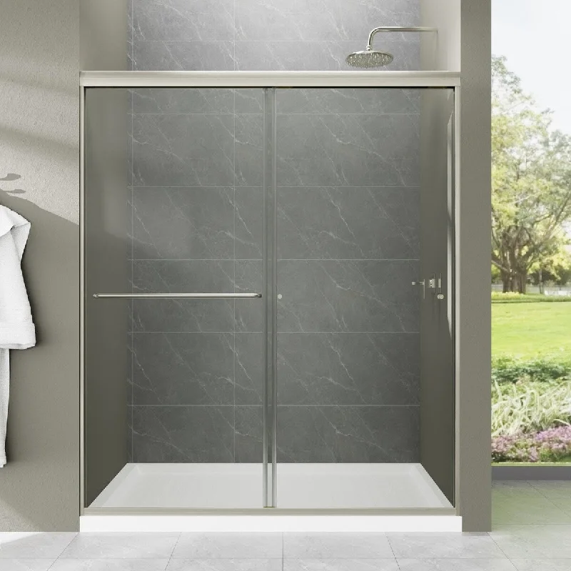 60" x 70" Sliding Semi-Frameless Shower Door in Matte Black - 60" x 70"