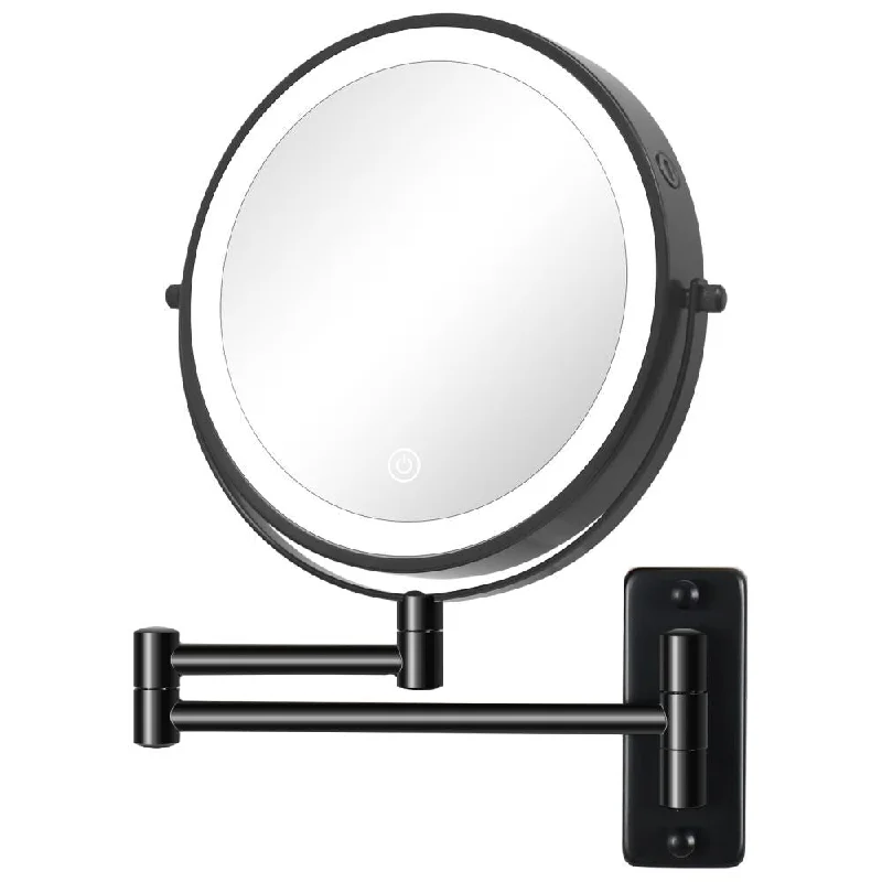 8 Inch Dimmable Wall-Mounted Built-In Battery Magnify Makeup Mirror