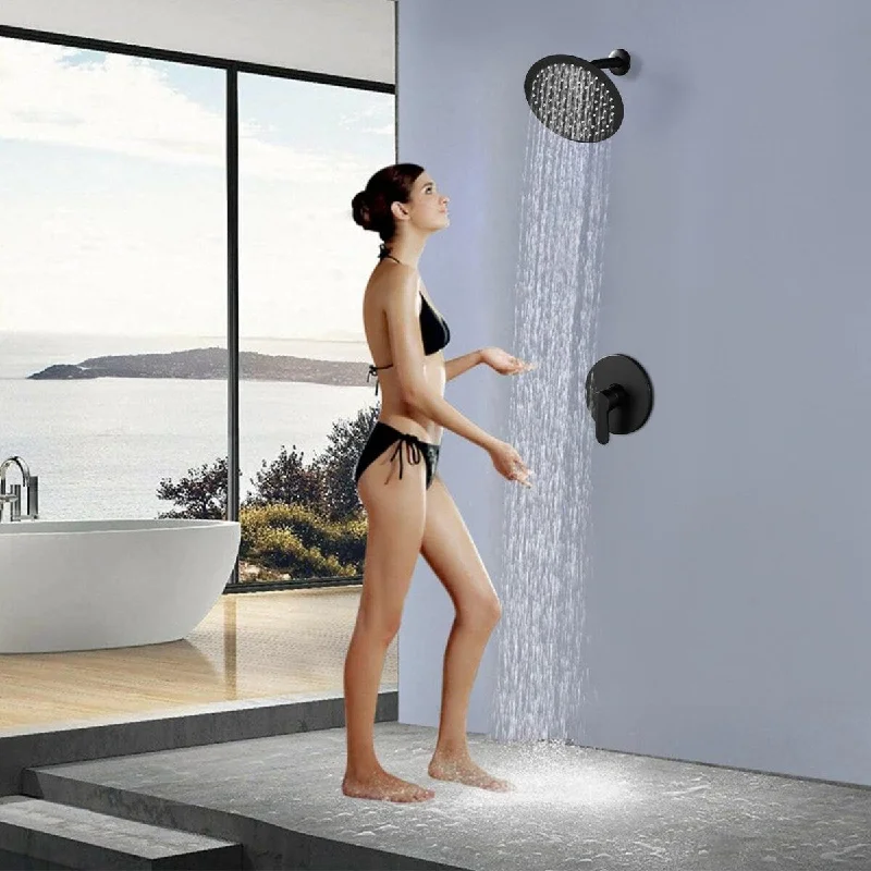 Bathroom Luxury Rain Mixer Shower Combo Set Wall Mounted Rainfall Shower System