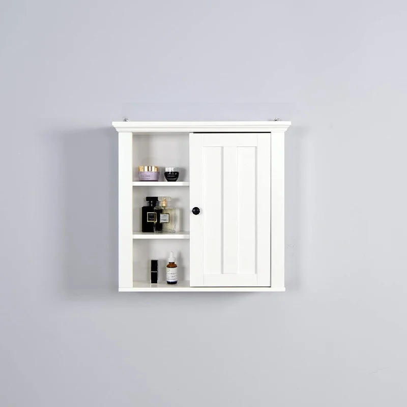 Bathroom Wall Medicine Cabinet, Single Mirror Door 5 Compartment Storage Cabinet MDF Spray Paint Bathroom Wall Cabinet